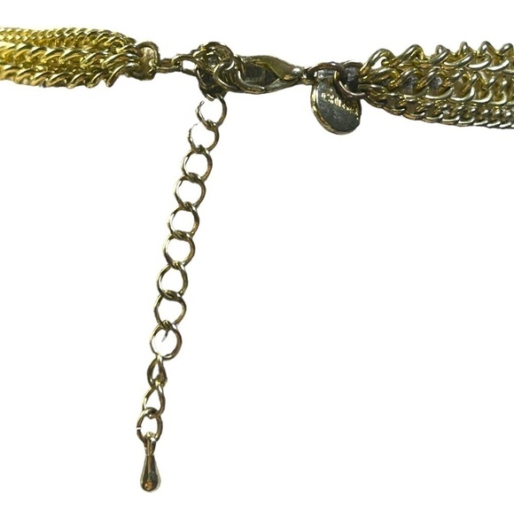 Gold Tone and Pearl Triple Strand Fringe Necklace - Picture 5 of 6